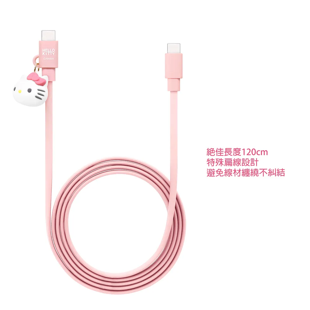 GARMMA電源_KT Type-C to Type-C PD快充公仔吊飾傳輸線-粉色(506)