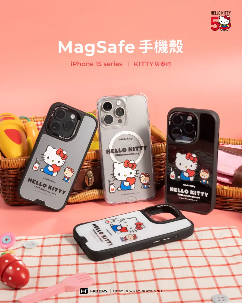 hoda殼_幻石三麗鷗玻璃系列 iPhone16 KITTY與泰迪(6319)