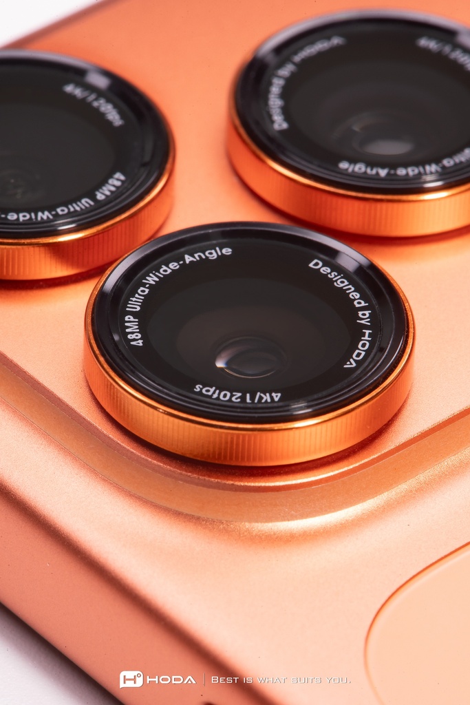 Hoda_藍寶石單眼Style鏡頭保護貼 iPhone17Pro/17ProMAX 橙色 (863)