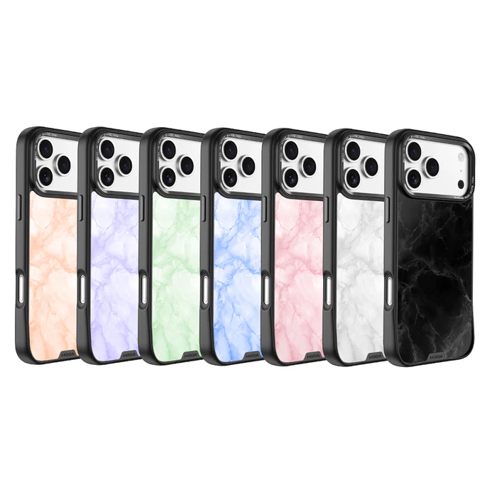 HODA殼_幻石玻璃防摔殼 iPhone17ProMAX 黑大理石紋 (372)