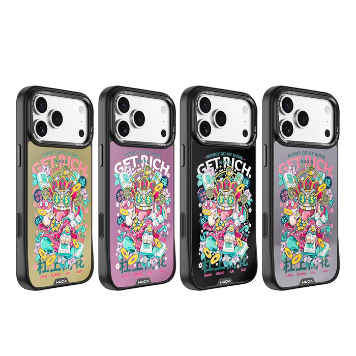 HODA殼_幻石狂奔的包子黑鏡防摔殼 iPhone17Pro 槓上開花 午夜黑 (6560)