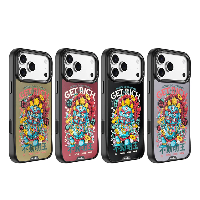 HODA殼_幻石狂奔的包子銀鏡防摔殼 iPhone17Pro 不動明王 復古黃 (6461)