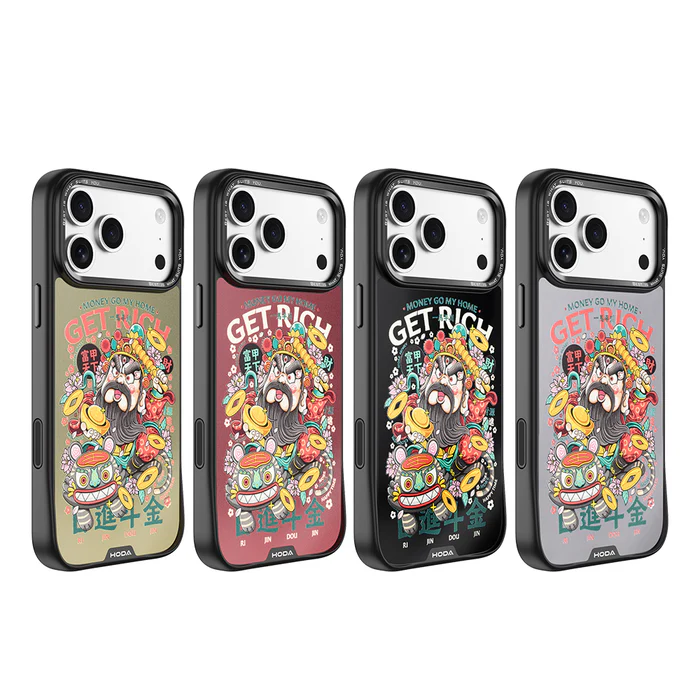 HODA殼_幻石狂奔的包子銀鏡防摔殼 iPhone17ProMAX 日進斗金 銀色 (6713)