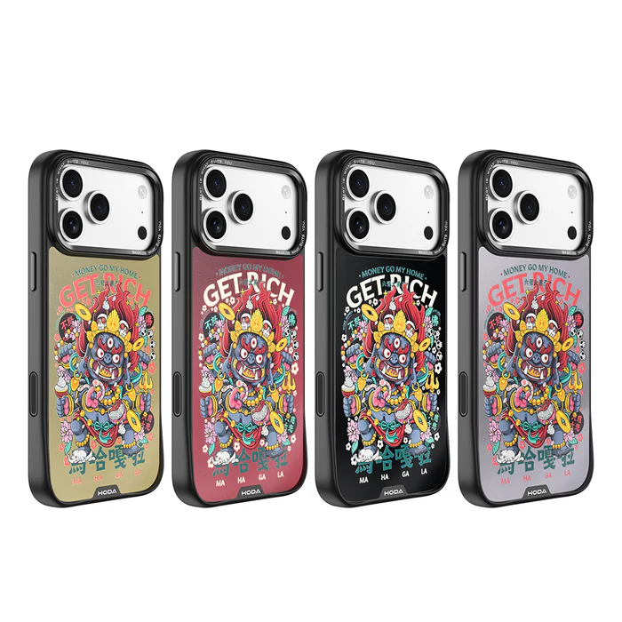 HODA殼_幻石狂奔的包子銀鏡防摔殼 iPhone17Pro 瑪哈嘎拉 銀色 (6591)