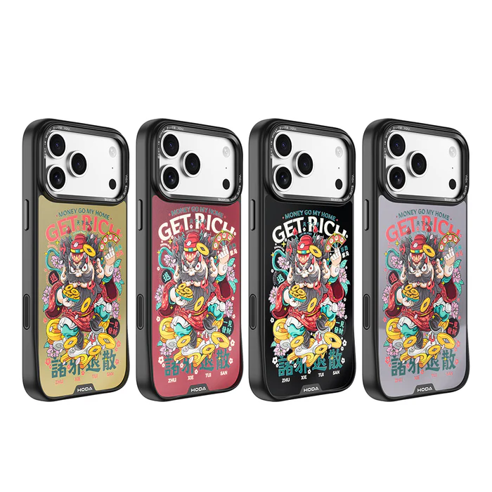 HODA殼_幻石狂奔的包子銀鏡防摔殼 iPhone17ProMAX 諸邪退散 朱砂紅 (6812)