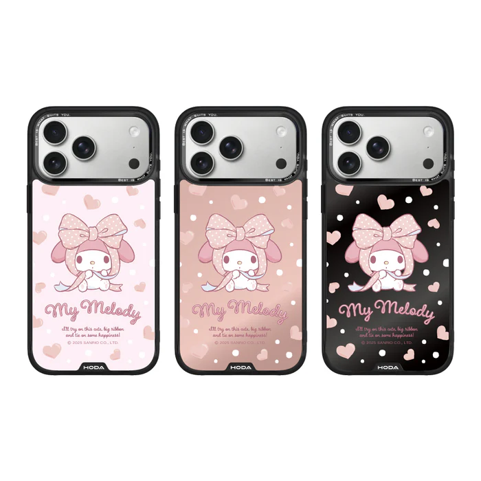 HODA殼_幻石三麗鷗黑鏡系列 iPhone17Pro 蝴蝶結美樂蒂 (7772)