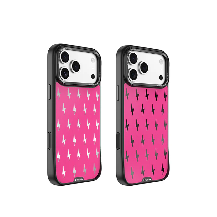 HODA殼_幻石銀鏡系列 iPhone17Pro 粉紅閃電 (010)