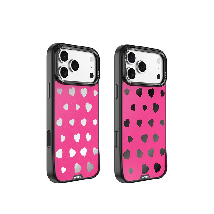 HODA殼_幻石黑鏡系列 iPhone17Pro 粉紅愛心 (976)