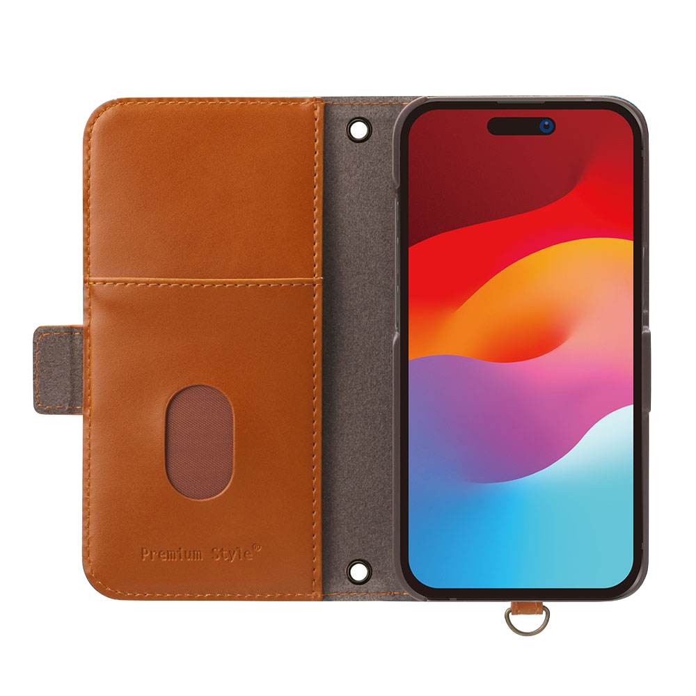 PGA殼_Premium Style_經典側翻蓋PU皮革_iPhone15ProMax藍色(551)