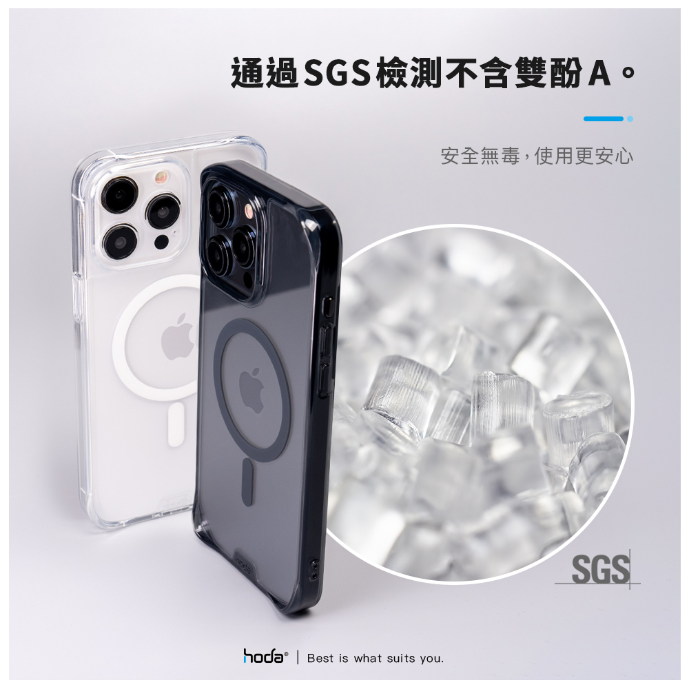 Hoda殼_晶石軍規MagSafe iPhone 15 ProMax 透藍 (404)