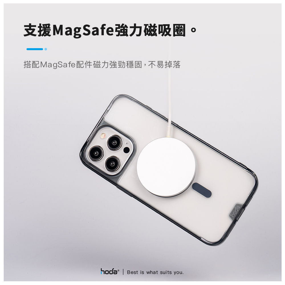 Hoda殼_晶石軍規MagSafe iPhone 15 ProMax 透藍 (404)