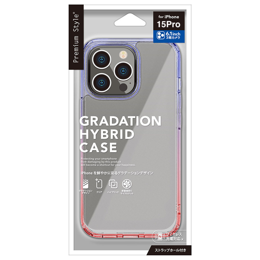 PGA殼_Premium Style_漸層混合透明背蓋_iPhone15Pro紫紅(653)
