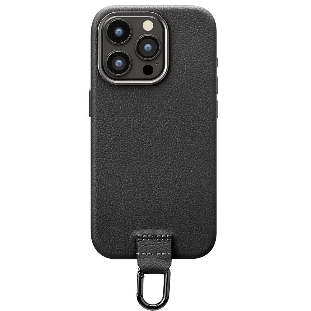PGA殼_Premium Style_PU皮革背蓋帶掛扣_iPhone15Pro黑色(752)