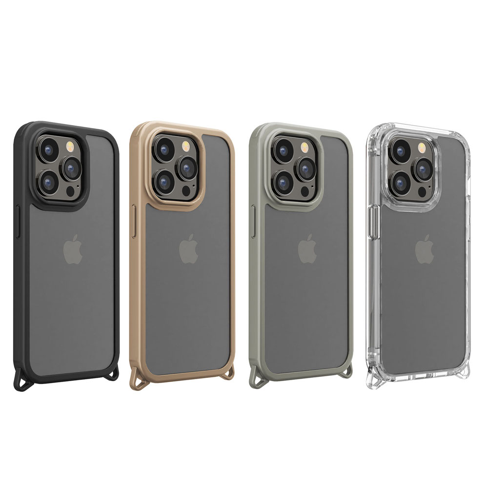 PGA殼_Premium Style_軍規透明背蓋_可拆卸孔_iPhone15Pro卡其(578)