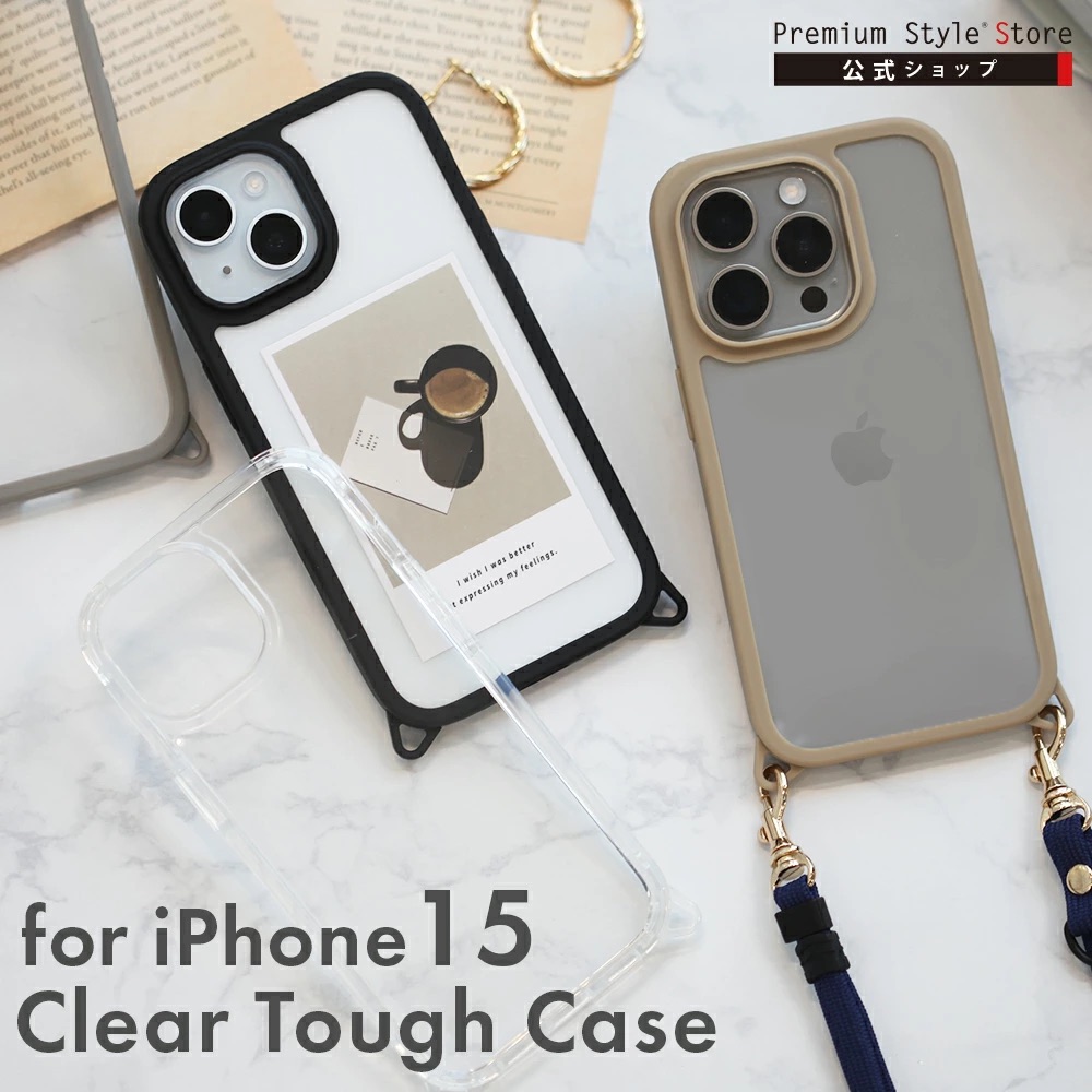 PGA殼_Premium Style_軍規透明背蓋_可拆卸孔_iPhone15Pro黑色(561)
