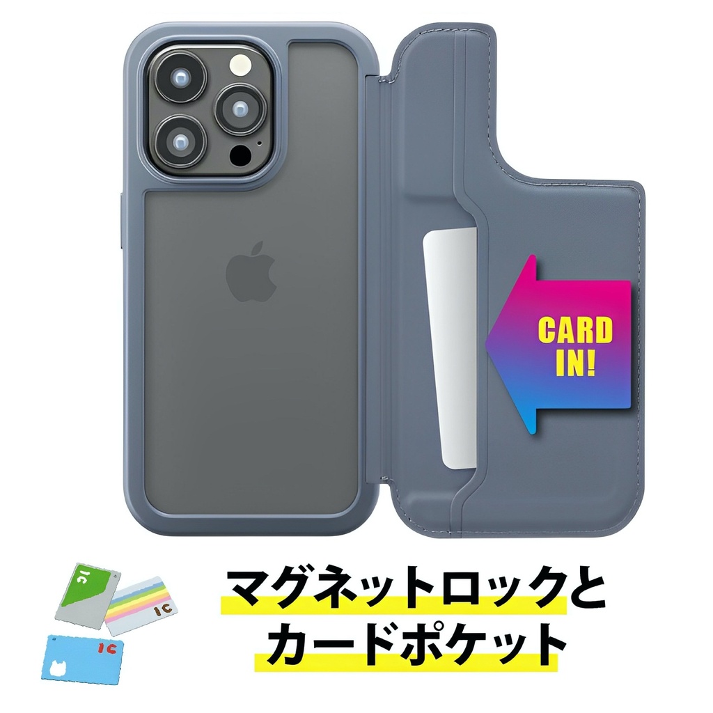 PGA殼_Premium Style_後翻蓋PU皮革_iPhone15Pro灰色(738)