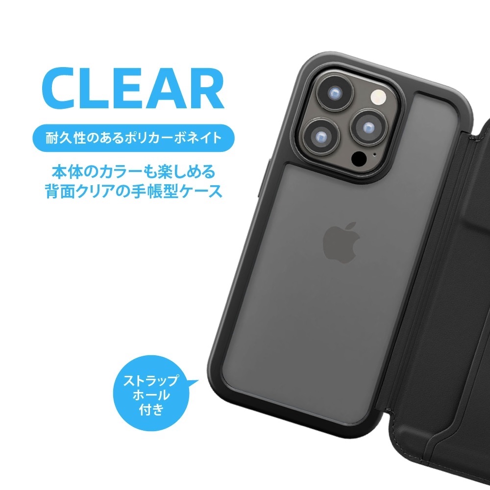 PGA殼_Premium Style_後翻蓋PU皮革_iPhone15Pro藍色(745)