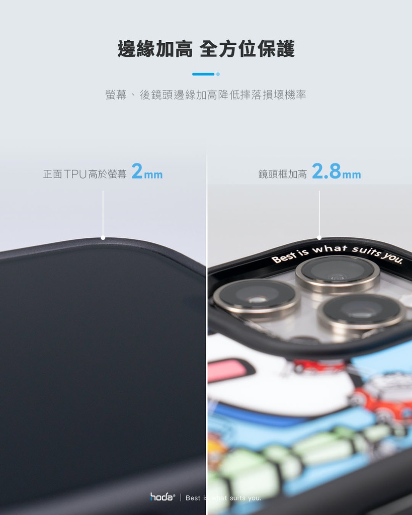 hoda殼_幻石米豆玻璃 MagSafe_iPhone15ProMax 藍白拖賽道老咪大賽(809)