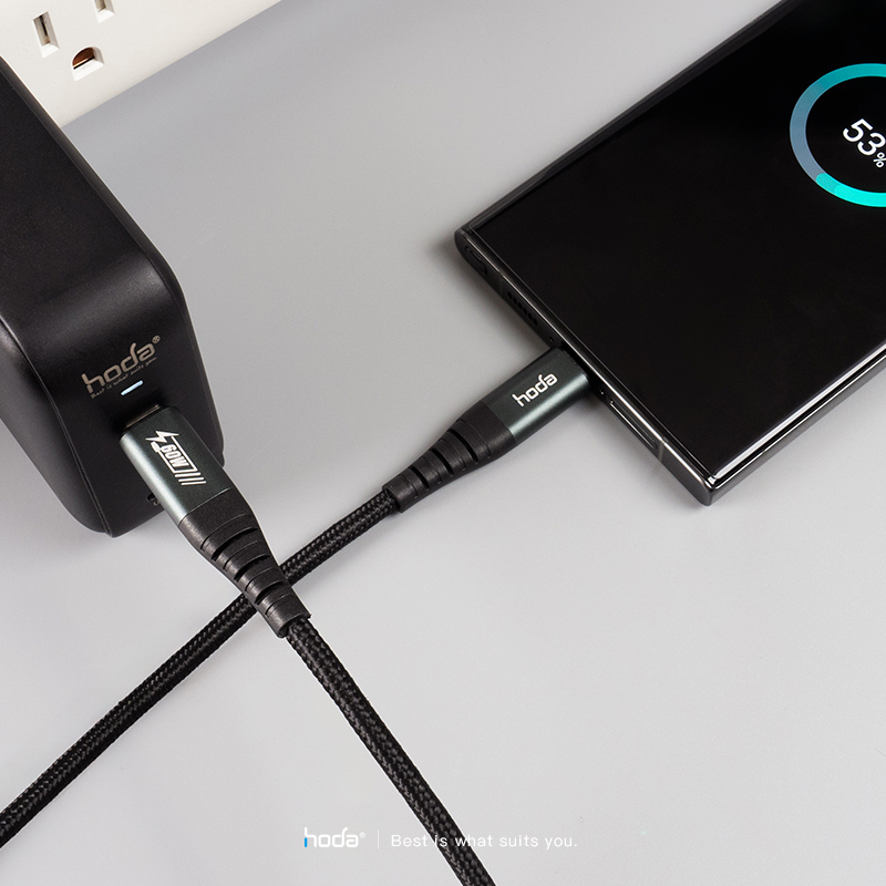  hoda充電_60W 快速傳輸線PD_USBC to C_1.2m黑色(872) 