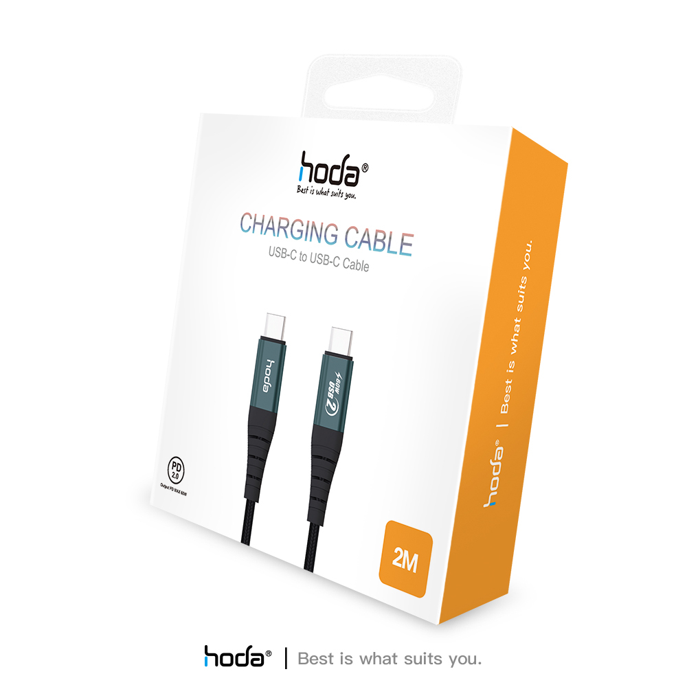  hoda充電_60W 快速傳輸線PD_USBC to C_2m黑色(319) 