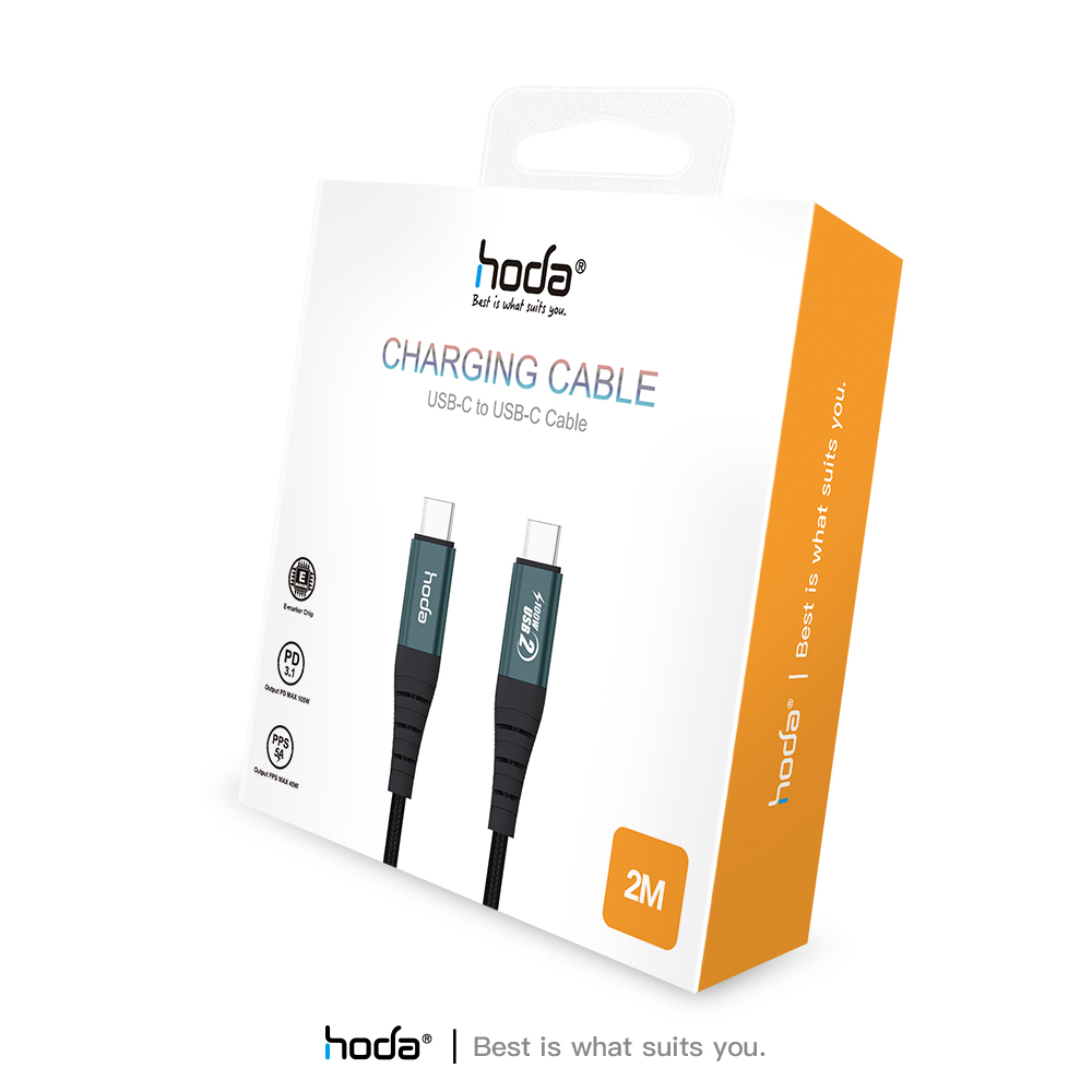  hoda充電_100W 快速傳輸線PD_USBC to C_2m黑色(241) 