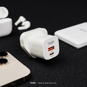 hoda充電_33wGaN氮化鎵智能雙孔PD快充電器USBA-C_白色(372)