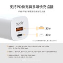 hoda充電_33wGaN氮化鎵智能雙孔PD快充電器USBA-C_白色(372)