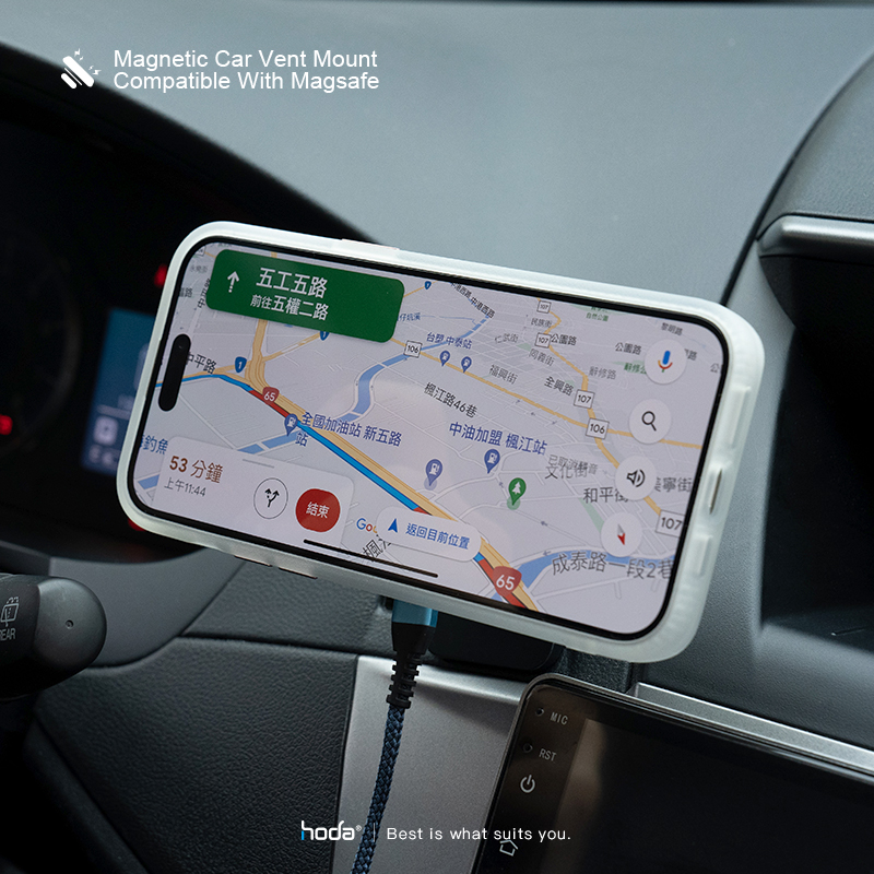 hoda充電_車充出風口手機架_磁吸充電MagSafe_黑色(634)