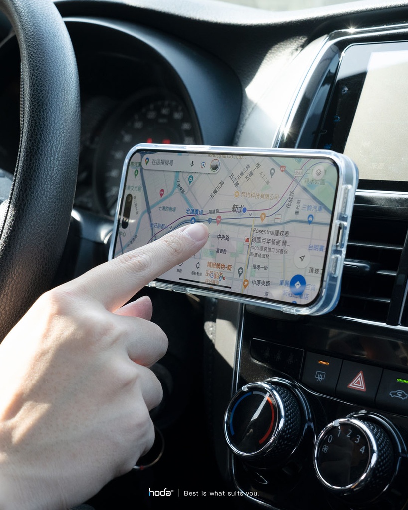 Hoda配件_鋁合金車用出風口手機架_磁吸_鈦黑(498)