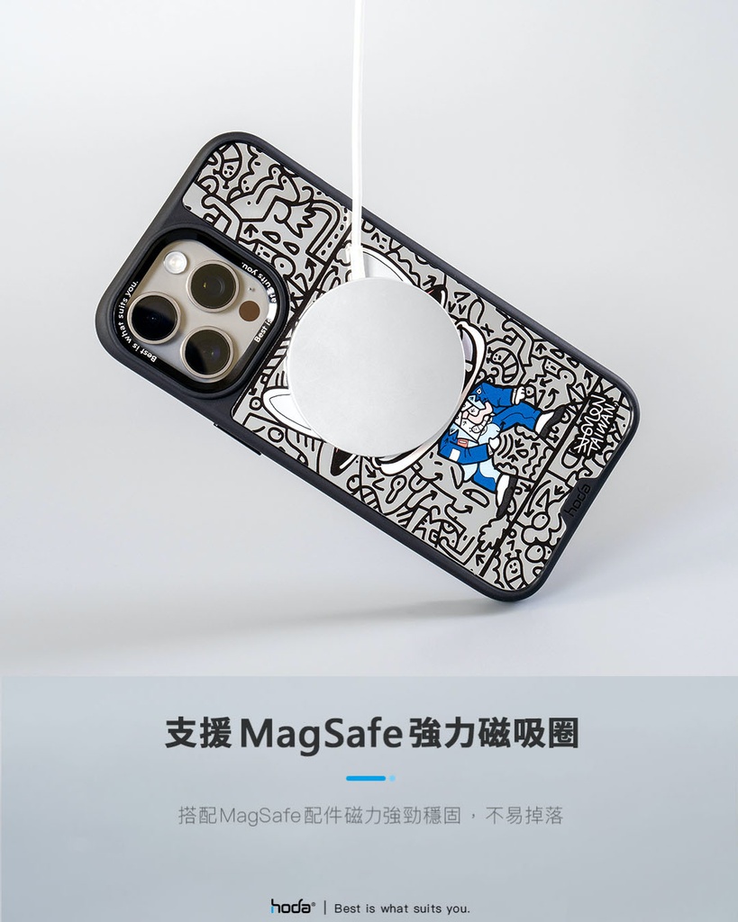 hoda殼_晶石米豆透明 MagSafe_iPhone15Pro 麥克鬥牛犬(560)