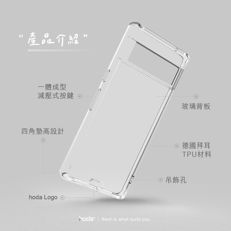 hoda殼_晶石軍規防摔殼 Google Pixel 7 透黑 (086)