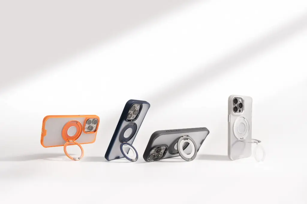 hoda殼_柔石360度磁吸支架指環iPhone15ProMax 奧倫橘(126)