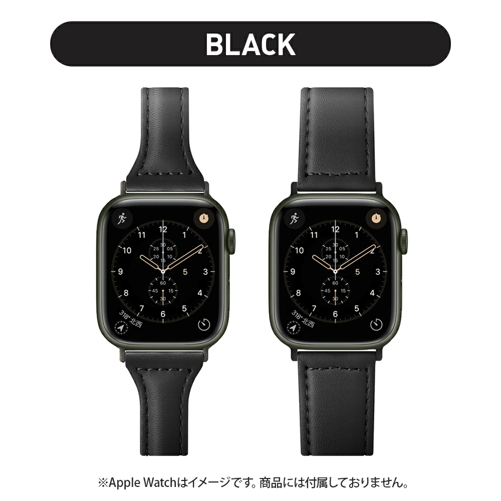PGA_錶帶PU皮革_Apple Watch 41/40/38mm 黑色(573)