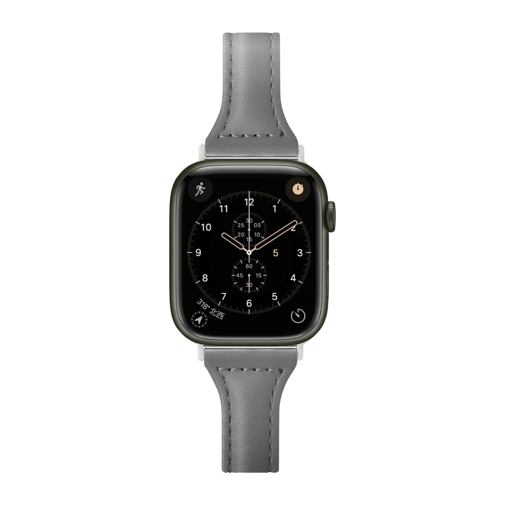 PGA_錶帶PU皮革_Apple Watch 41/40/38mm 灰色(580)