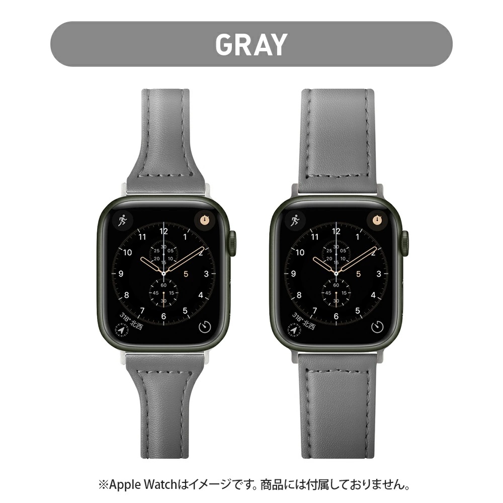 PGA_錶帶PU皮革_Apple Watch 41/40/38mm 灰色(580)