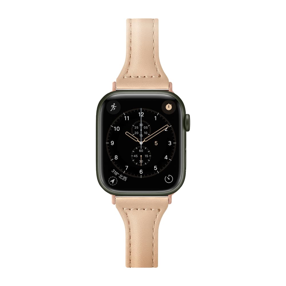 PGA_錶帶PU皮革_Apple Watch 41/40/38mm 卡其(597)