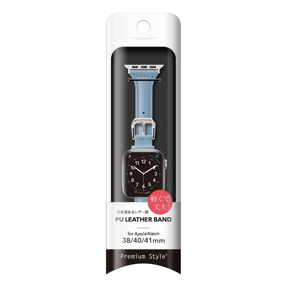 PGA_錶帶PU皮革_Apple Watch 41/40/38mm 藍色(603)