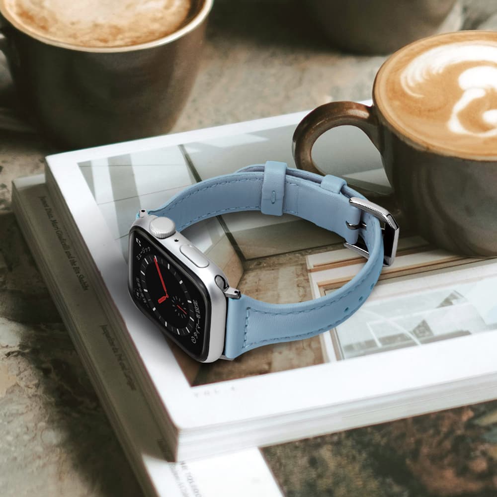 PGA_錶帶PU皮革_Apple Watch 41/40/38mm 藍色(603)