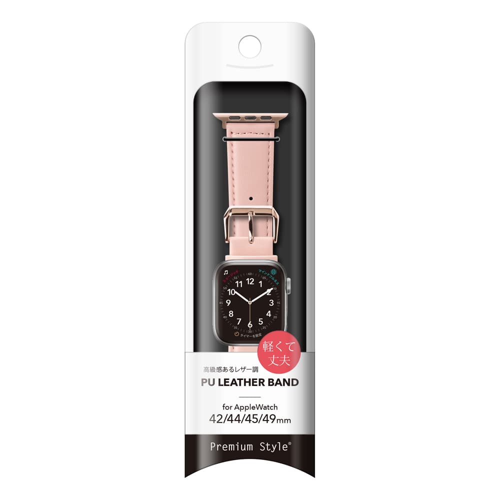 PGA_錶帶PU皮革_Apple Watch 49/45/44/42mm 粉色(764)