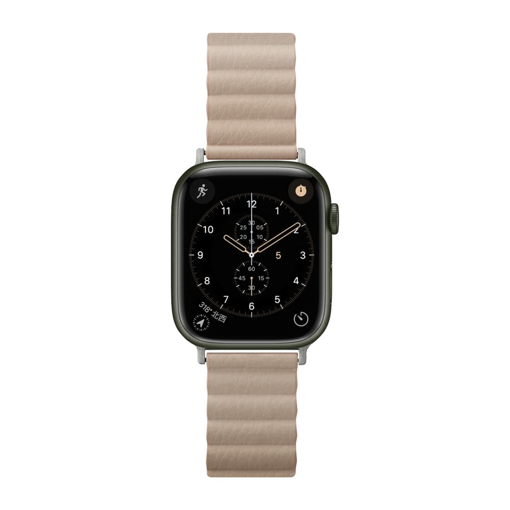 PGA_磁力錶帶PU皮革_Apple Watch 41/40/38mm 卡其(634)