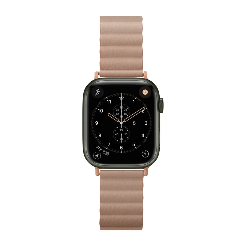 PGA_磁力錶帶PU皮革_Apple Watch 41/40/38mm 淺咖(641)