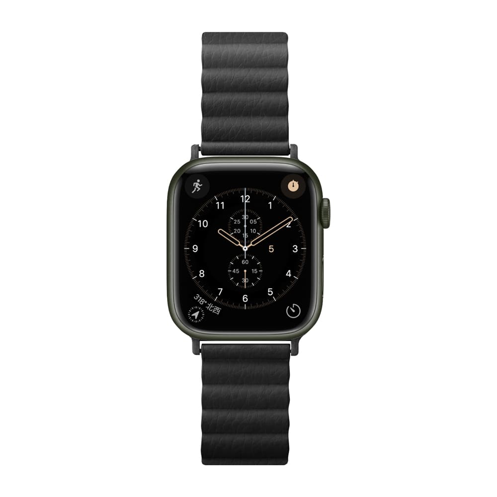 PGA_磁力錶帶PU皮革_Apple Watch 49/45/44/42mm 黑色(771)