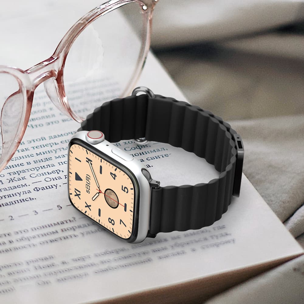 PGA_磁力錶帶PU皮革_Apple Watch 49/45/44/42mm 黑色(771)