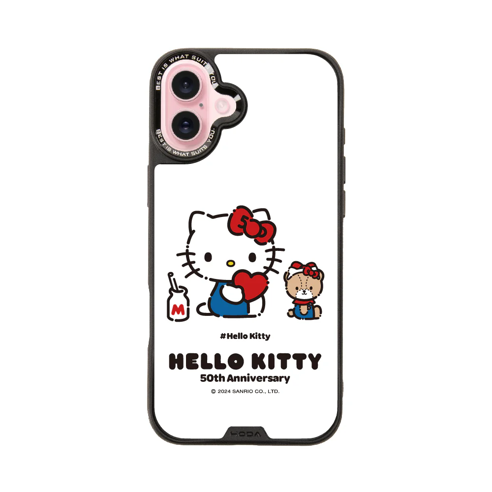 hoda殼_幻石三麗鷗玻璃系列 iPhone16Plus KITTY與泰迪(6326)
