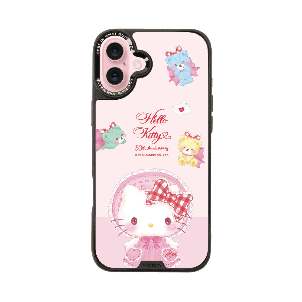 hoda殼_幻石三麗鷗玻璃系列 iPhone16Plus 粉紅KITTY(6562)