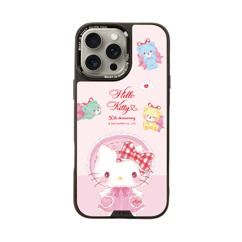 hoda殼_幻石三麗鷗玻璃系列 iPhone16Pro 粉紅KITTY(6579)