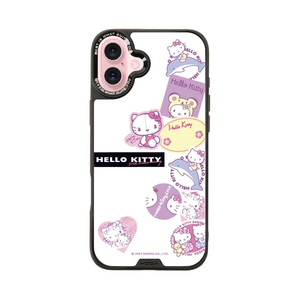 hoda殼_幻石三麗鷗玻璃系列 iPhone16Plus 紫戀KITTY(6609)