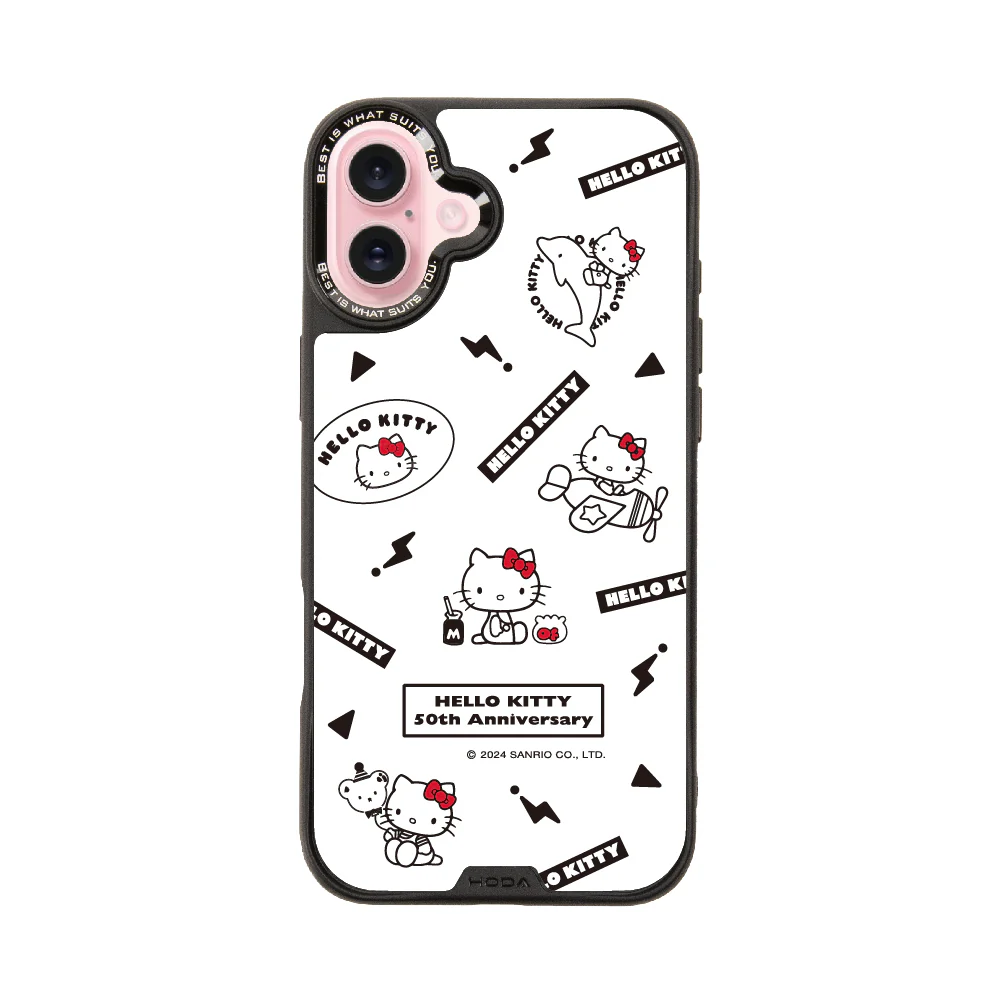 hoda殼_幻石三麗鷗玻璃系列 iPhone16Plus 簡約KITTY(6722)