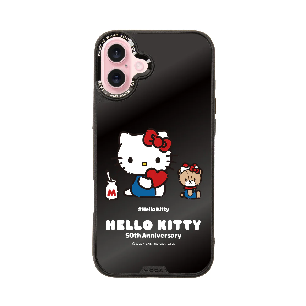 hoda殼_幻石三麗鷗黑鏡系列 iPhone16Plus KITTY與泰迪(6807)