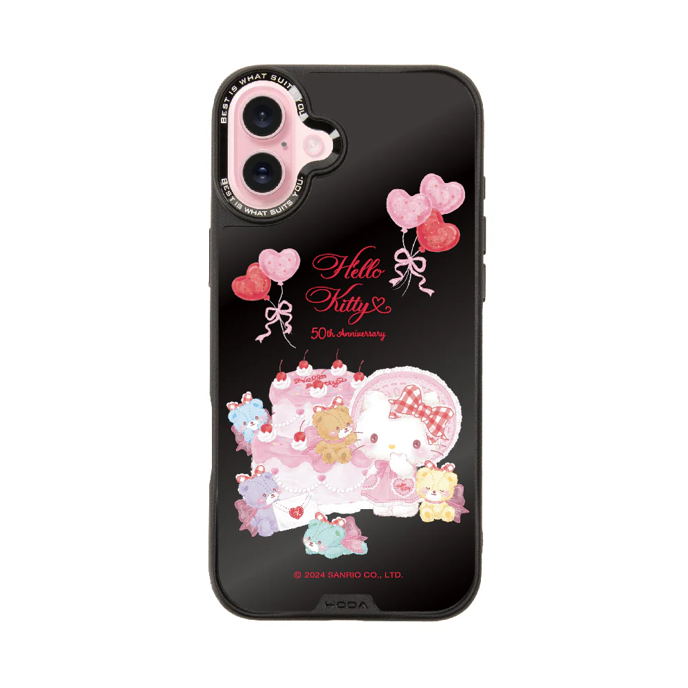 hoda殼_幻石三麗鷗黑鏡系列 iPhone16Plus 派對KITTY(7002)